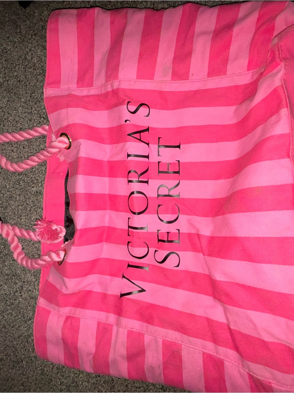 Victoria's Secret Pink Stripe Rope-Handle Tote